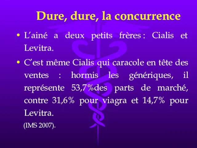 L’ainé a deux petits frères : Cialis et Levitra. C’est même Cialis