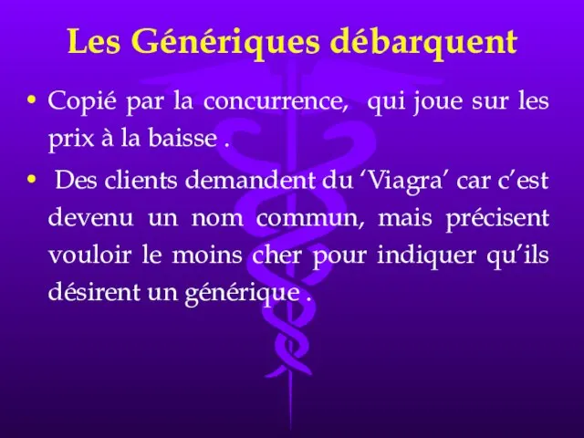 Les Génériques débarquent Copié par la concurrence, qui joue sur les prix