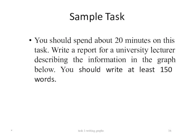 Sample Task You should spend about 20 minutes on this task. Write