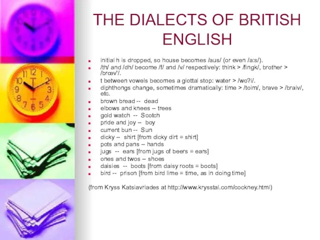 THE DIALECTS OF BRITISH ENGLISH initial h is dropped, so house becomes