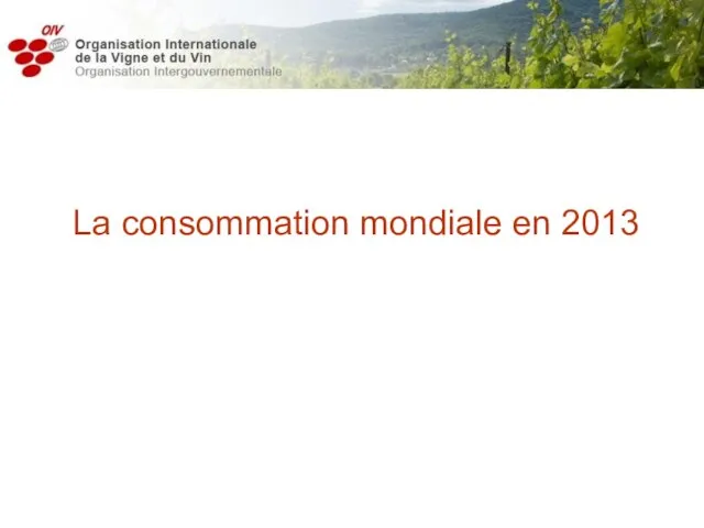 La consommation mondiale en 2013