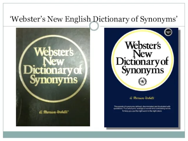 ‘Webster’s New English Dictionary of Synonyms’