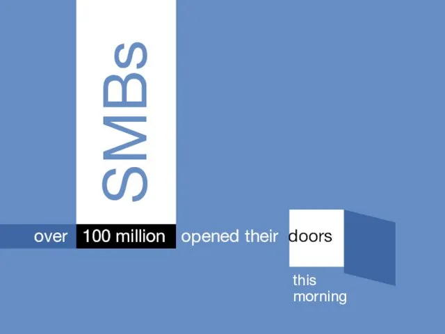 SMBs over 100 million this morning opened their doors