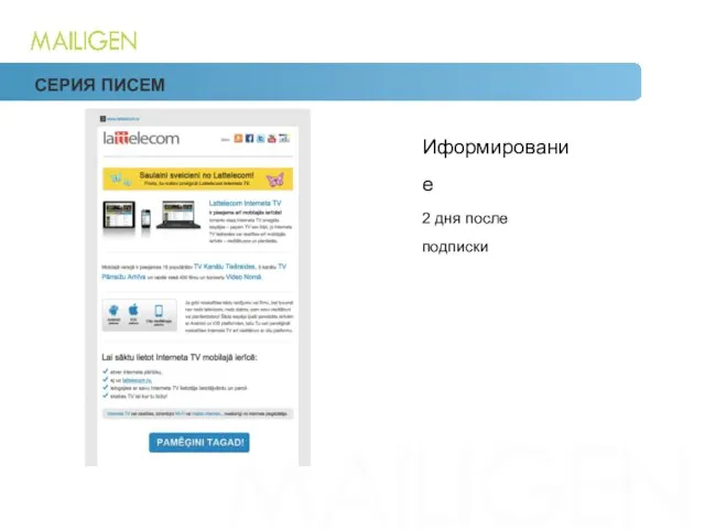 СЕРИЯ ПИСЕМ Иформирование 2 дня после подписки