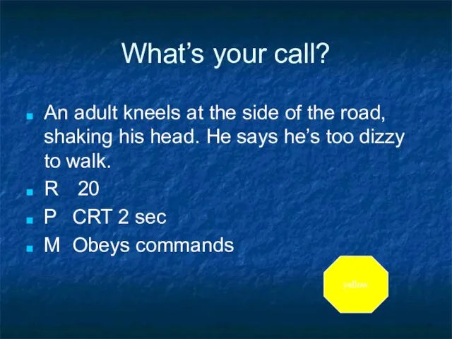 What’s your call? An adult kneels at the side of the road,