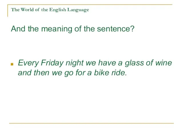 The World of the English Language And the meaning of the sentence?