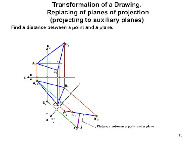 Transformation of a Drawing. Replacing of planes of projection (projecting to auxiliary