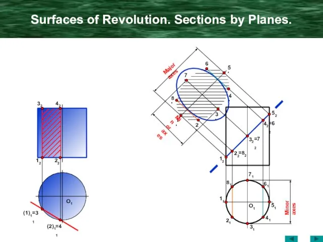 Surfaces of Revolution. Sections by Planes. O1 42 32 22 12 (1)1