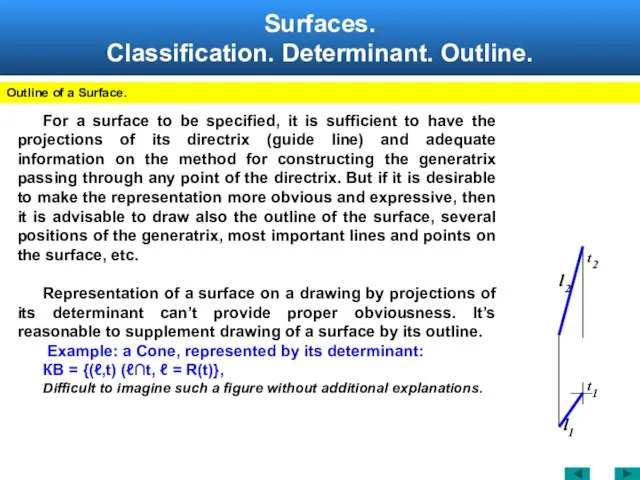 Surfaces. Classification. Determinant. Outline. Outline of a Surface. For a surface to