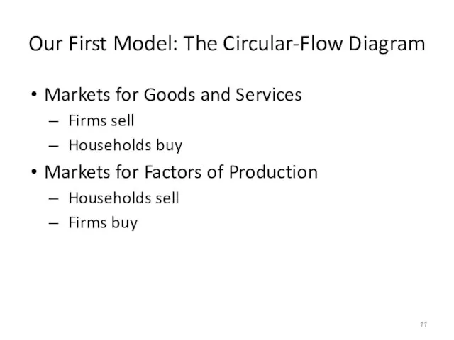 Our First Model: The Circular-Flow Diagram Markets for Goods and Services Firms