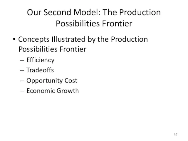 Our Second Model: The Production Possibilities Frontier Concepts Illustrated by the Production