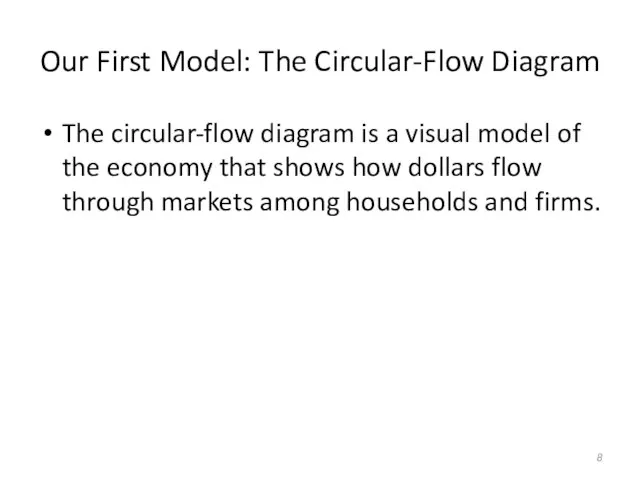 Our First Model: The Circular-Flow Diagram The circular-flow diagram is a visual