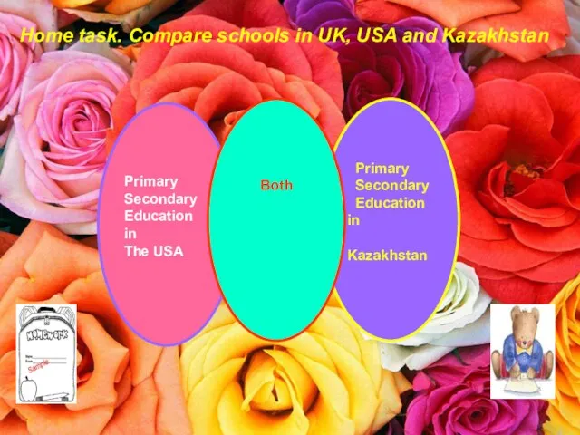Home task. Compare schools in UK, USA and Kazakhstan