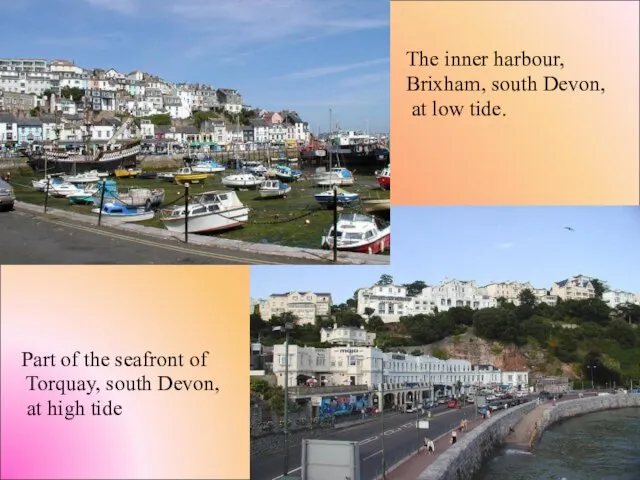 The inner harbour, Brixham, south Devon, at low tide. Part of the