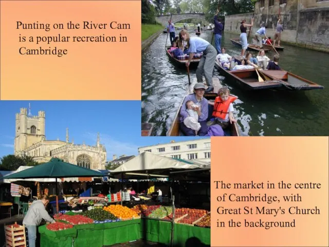 The market in the centre of Cambridge, with Great St Mary's Church