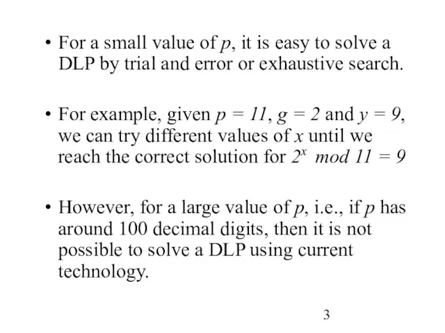For a small value of p, it is easy to solve a