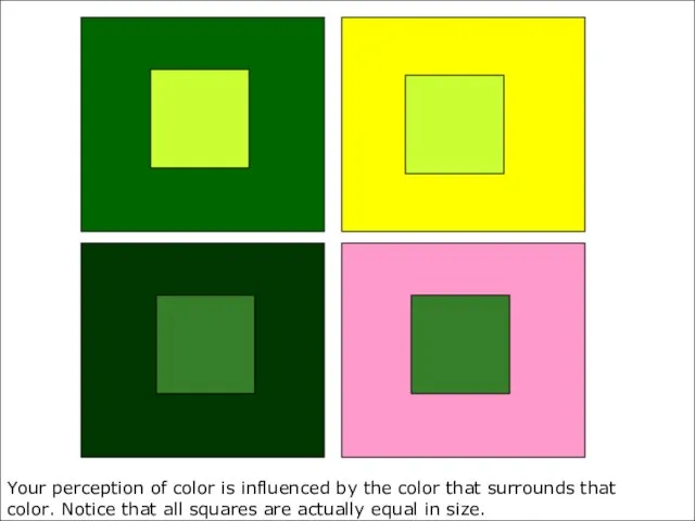 Your perception of color is influenced by the color that surrounds that