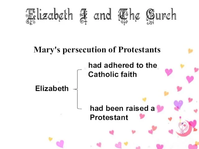 Mary's persecution of Protestants had adhered to the Catholic faith had been raised a Protestant Elizabeth