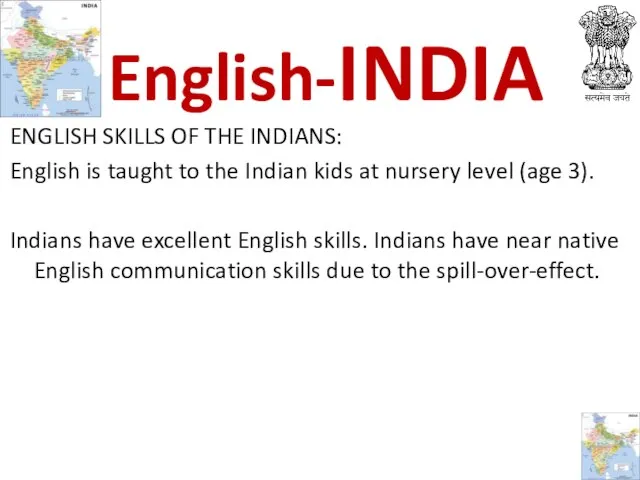 ENGLISH SKILLS OF THE INDIANS: English is taught to the Indian kids