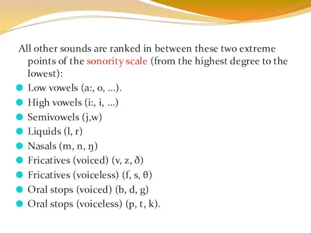 All other sounds are ranked in between these two extreme points of