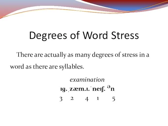 There are actually as many degrees of stress in a word as