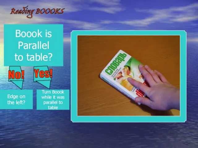 Reading BOOOKS Boook is Parallel to table? Turn Boook while it was