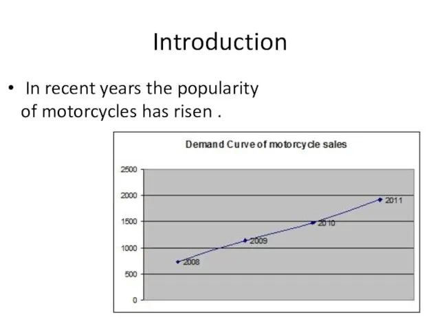 Introduction In recent years the popularity of motorcycles has risen .