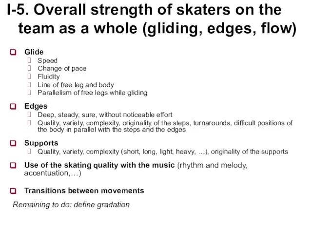 I-5. Overall strength of skaters on the team as a whole (gliding,