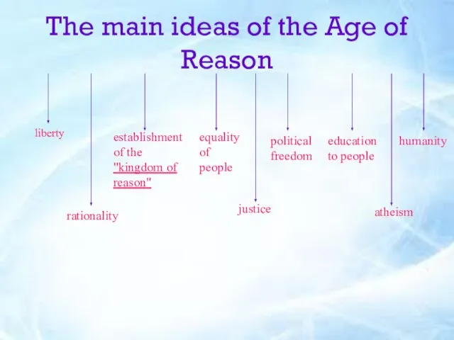 The main ideas of the Age of Reason liberty establishment of the