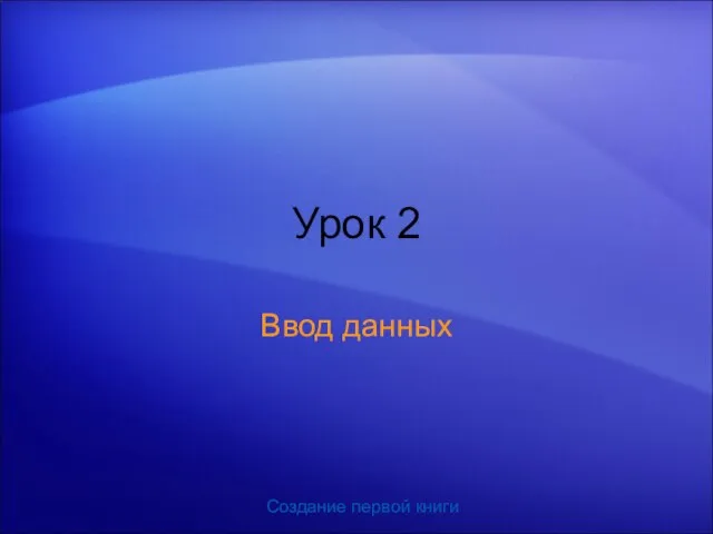 Создание первой книги Урок 2 Ввод данных