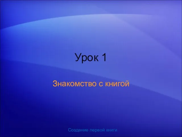 Создание первой книги Урок 1 Знакомство с книгой