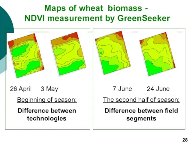 Maps of wheat biomass - NDVI measurement by GreenSeeker 26 April 3