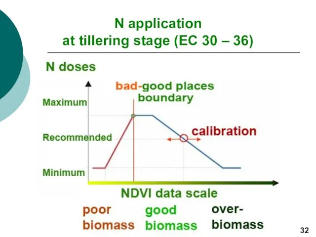 N application at tillering stage (ЕС 30 – 36) 32