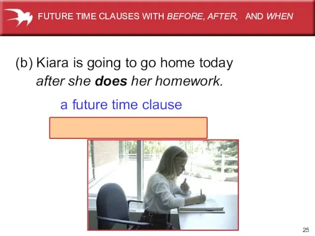 (b) Kiara is going to go home today a future time clause