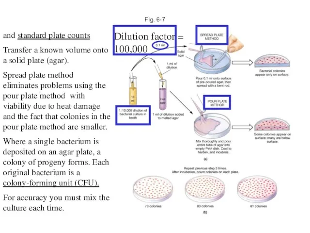 Fig. 6-7 and standard plate counts Transfer a known volume onto a