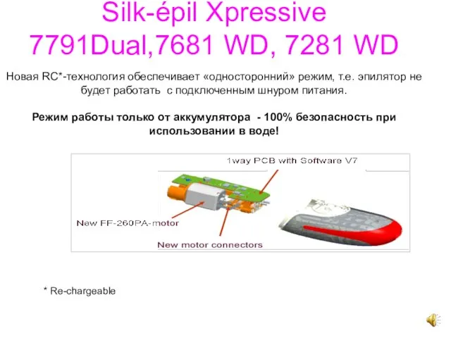 Silk-épil Xpressive 7791Dual,7681 WD, 7281 WD Новая RC*-технология обеспечивает «односторонний» режим, т.е.