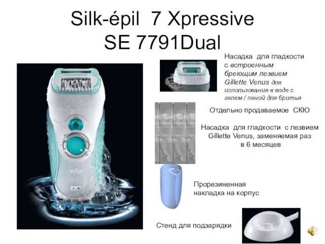 Silk-épil 7 Xpressive SE 7791Dual Насадка для гладкости с встроенным бреющим лезвием