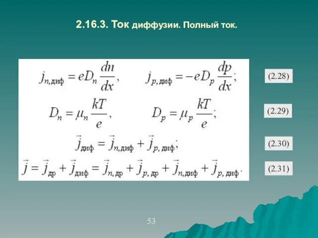 2.16.3. Ток диффузии. Полный ток. 53