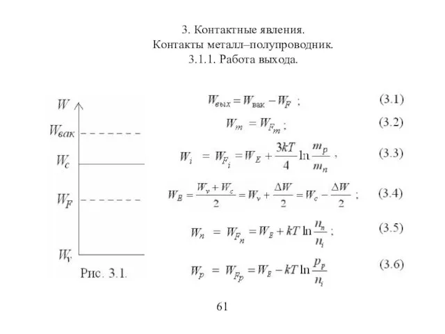 3. Контактные явления. Контакты металл–полупроводник. 3.1.1. Работа выхода. 61