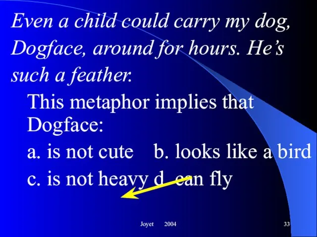 Joyet 2004 Even a child could carry my dog, Dogface, around for