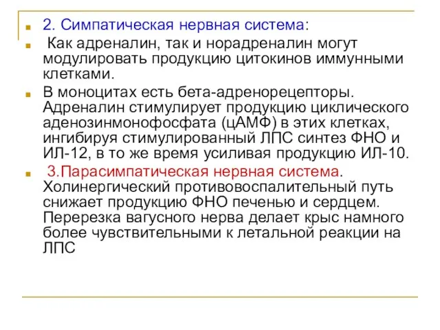 2. Симпатическая нервная система: Как адреналин, так и норадреналин могут модулировать продукцию