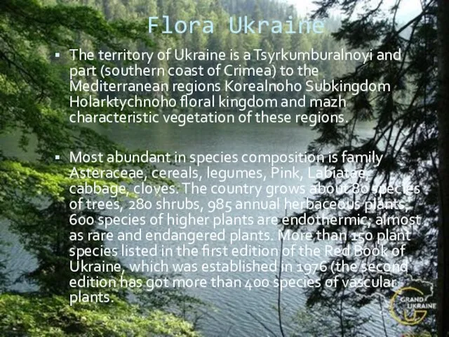 Flora Ukraine The territory of Ukraine is a Tsyrkumburalnoyi and part (southern