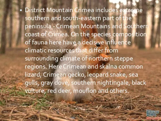 District Mountain Crimea includes extreme southern and south-eastern part of the peninsula