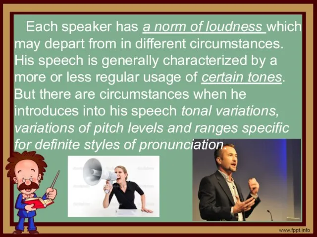 Each speaker has a norm of loudness which may depart from in