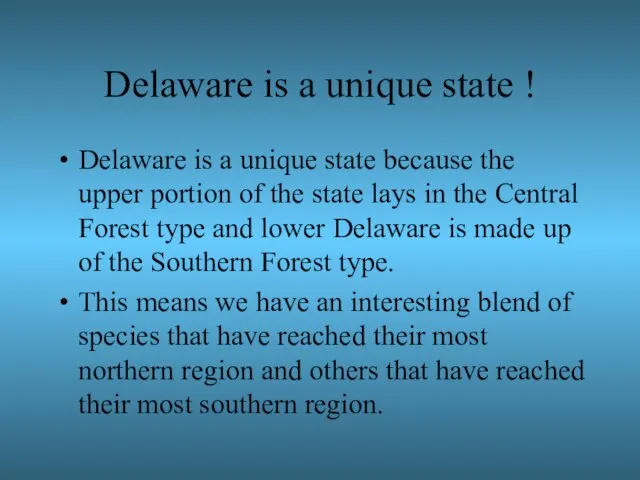 Delaware is a unique state ! Delaware is a unique state because