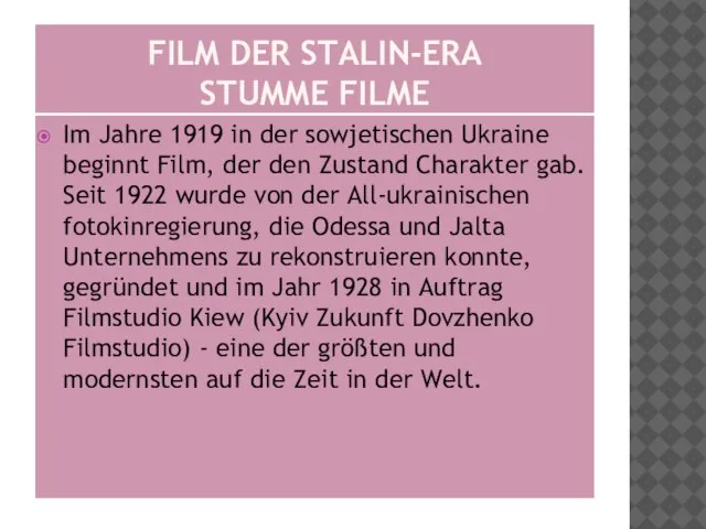 FILM DER STALIN-ERA STUMME FILME Im Jahre 1919 in der sowjetischen Ukraine