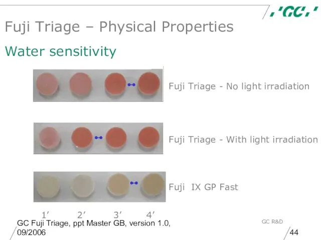 GC Fuji Triage, ppt Master GB, version 1.0, 09/2006 GC R&D Fuji