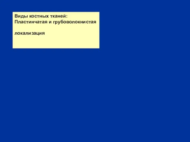 Виды костных тканей: Пластинчатая и грубоволокнистая локализация