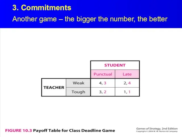 3. Commitments Another game – the bigger the number, the better