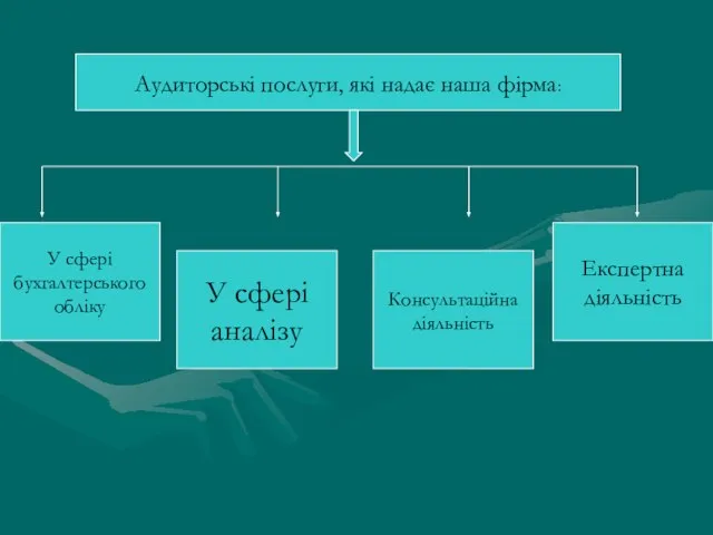 Аудиторські послуги, які надає наша фірма: У сфері бухгалтерського обліку У сфері